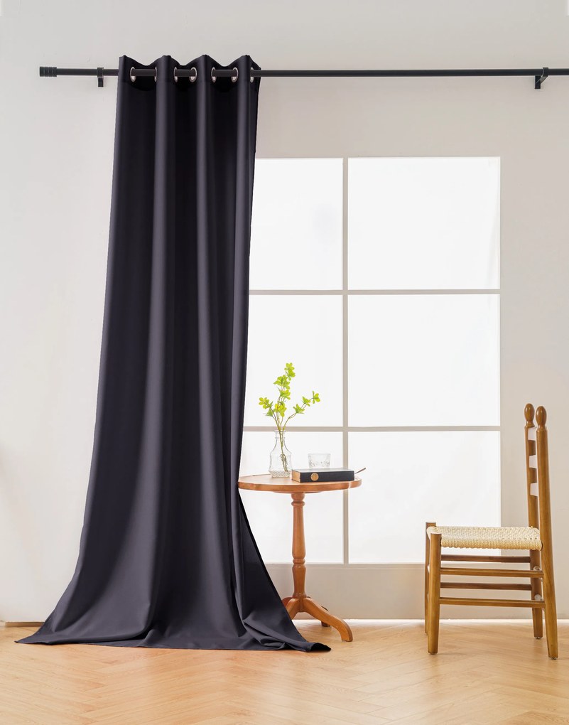 Ciemnoszara zasłona OXFORD 140x250 cm Zawieszanie: Taśma z wiązaniami