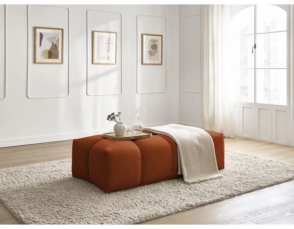 Ceglasty podnóżek z materiału bouclé Everest – Bobochic Paris