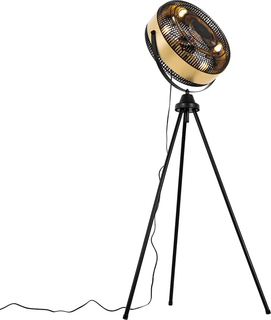 Lampa stojąca trójnóg czarna ze złotem 4-światłowa - Kim