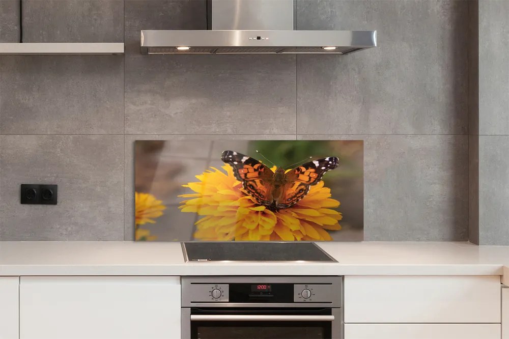 Panel szklany do Kuchni Barwny Motyl w Zbliżeniu