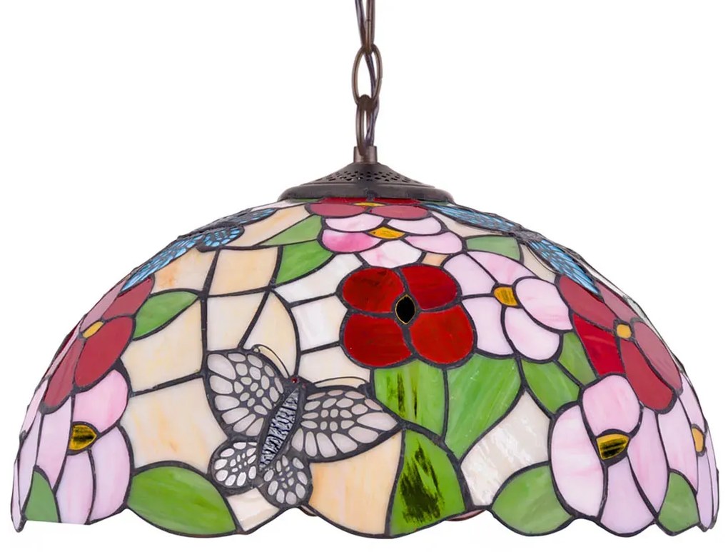 Kolorowa witrażowa lampa wisząca w kwiaty - 5X A663 W8-G47