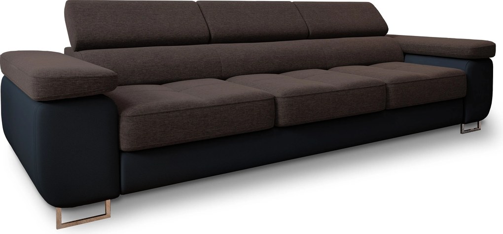 Masseno Sofa MOSINE z funkcją spania, Rozkładana sofa z regulowanymi zagłówkami - Brązowy, SAWANA 16 + MADRYT 9100