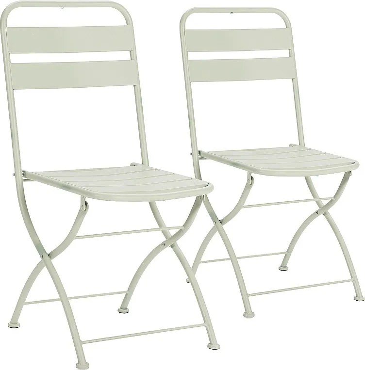 Pakiet dwóch składanych krzeseł ogrodowych Perla zielonych z metalu.