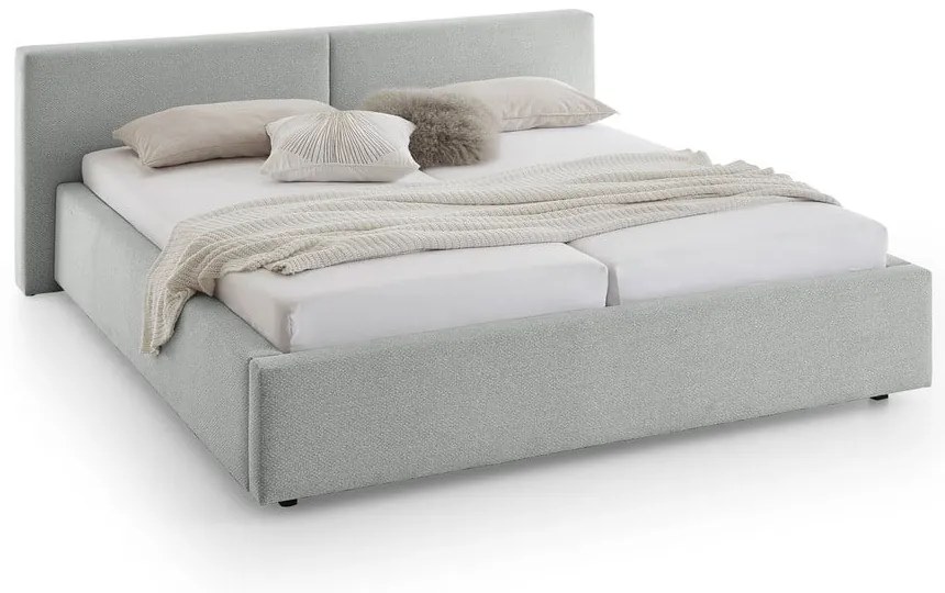 Szare tapicerowane łóżko dwuosobowe ze schowkiem i stelażem 160x200 cm Cube – Meise Möbel