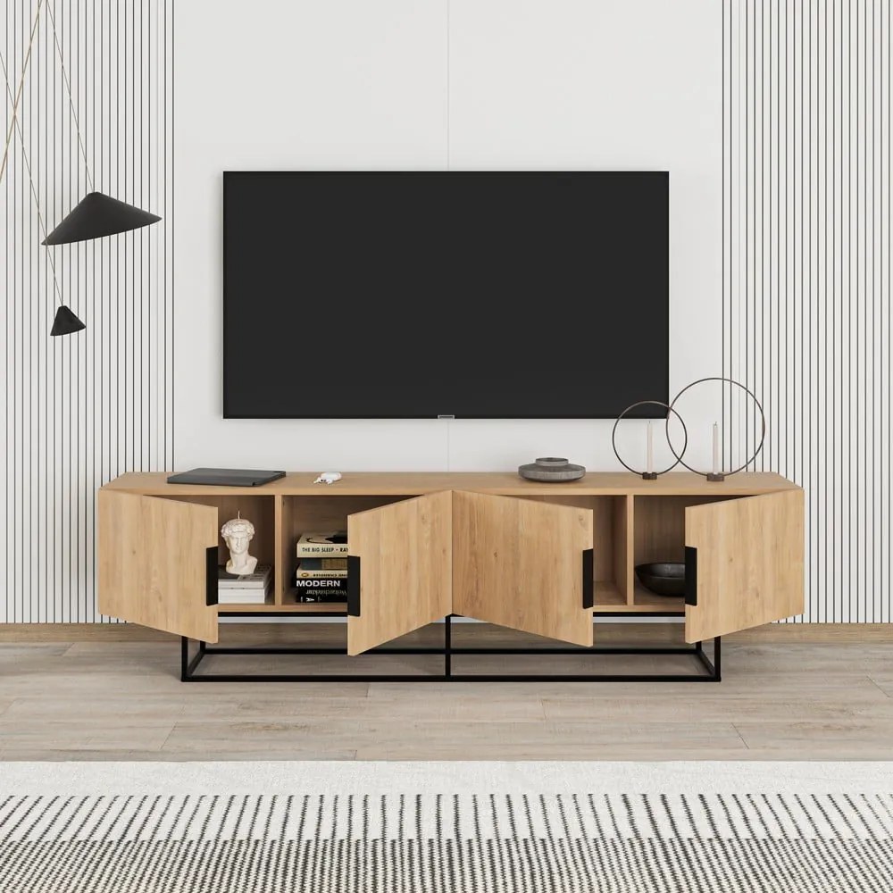 Szafka pod TV w dekorze dębu 200x55 cm Titan – Marckeric