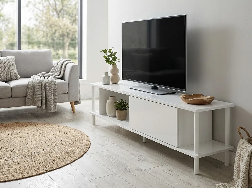 PROMOCJA Stolik RTV PARIS 150 cm, biały II. jakość