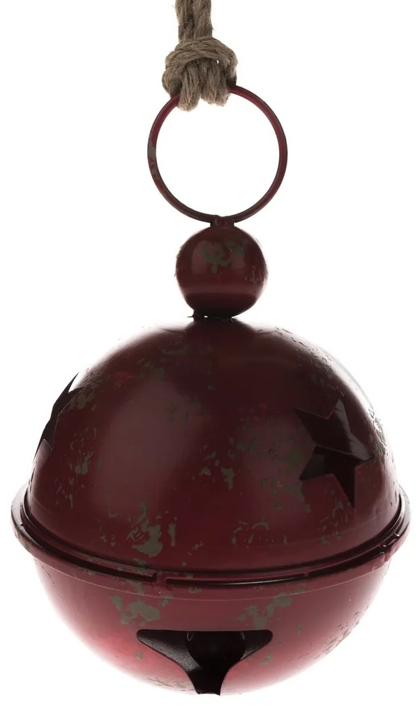 Metalowy dzwoneczek z gwiazdą, czerwony, 20 x 32 cm