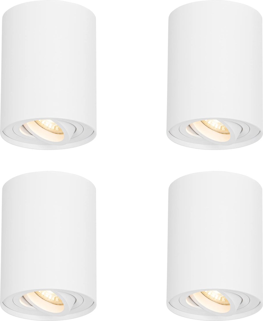 Zestaw 4 nowoczesnych reflektorów sufitowych białe obrotowe i przechylane - Rondoo Up