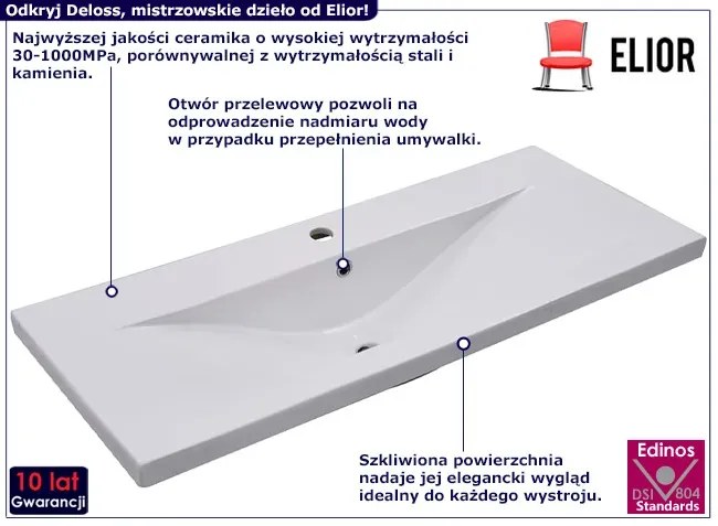 Prostokątna umywalka meblowa Hawe