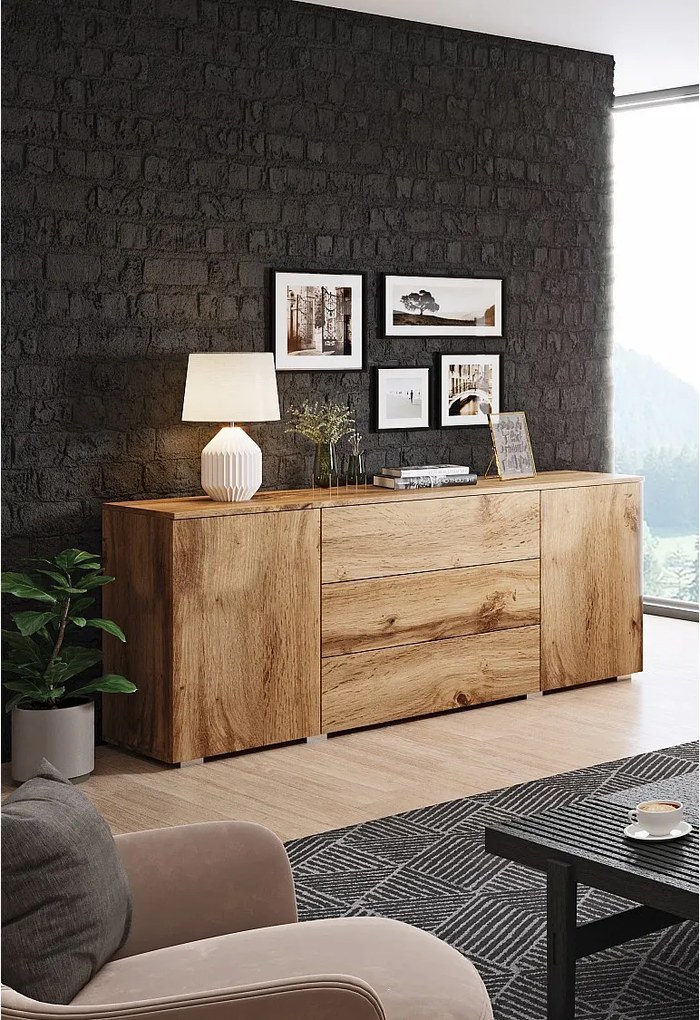Komoda 150 cm mat do salonu – nowoczesna komoda z szufladami i szafkami wotan