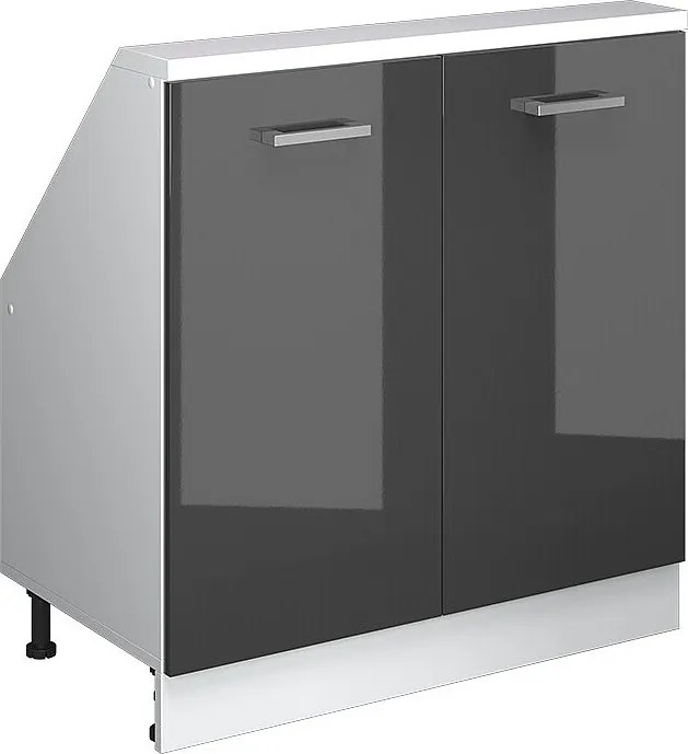 Szafka kuchenna na dach skośny antracyt wysoki połysk 80x46x81.6 r-line