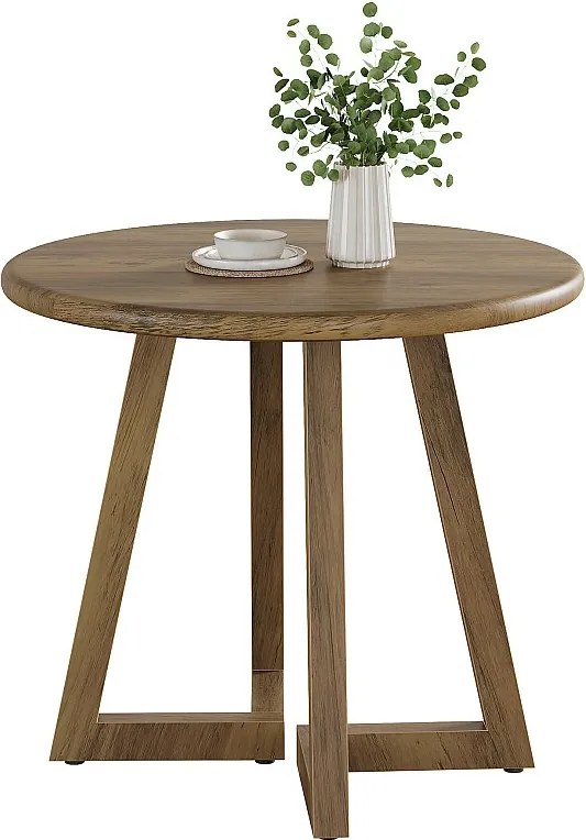 Mały okrągły stół jadalny dla 2-4 osób, stół kuchenny 80 cm do jadalni lub salonu, brązowy (sam stół)
