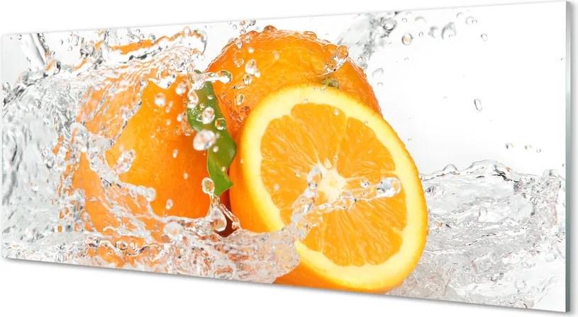 Szkło do Kuchni na Ścianę Pomarańcze w Krystalicznej Wodzie