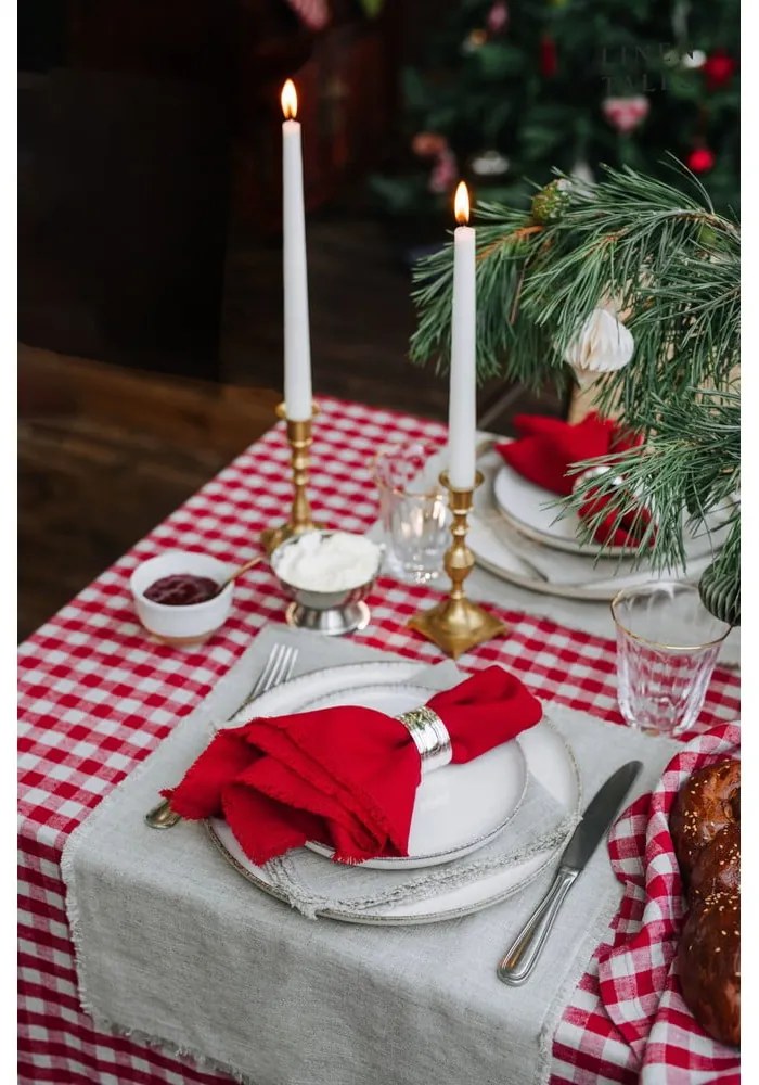 Lniany obrus 140x140 cm Red Gingham – Linen Tales