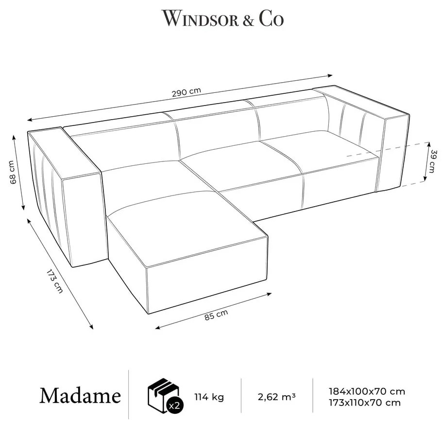 Brązowy skórzany narożnik (lewostronny) Madame – Windsor &amp; Co Sofas