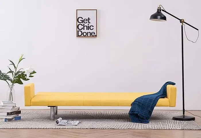 Rozkładana sofa Nesma z podłokietnikami - żółta