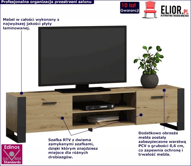 Nowoczesna szafka RTV dąb artisan 185 cm M6-A03