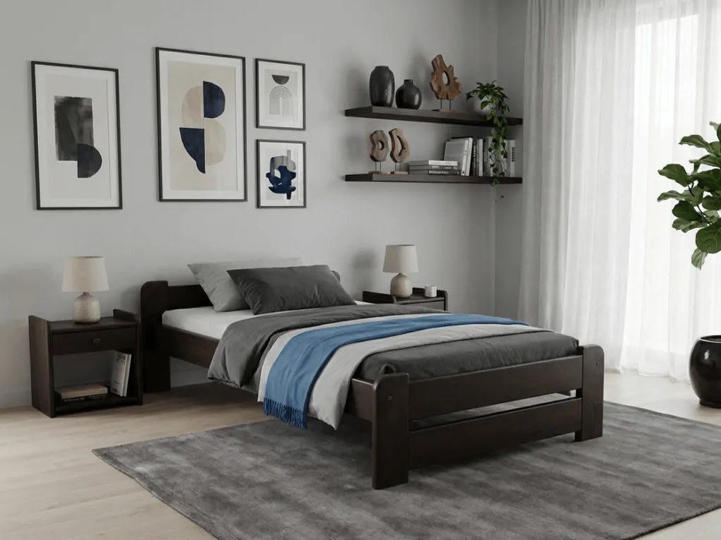 Łóżko Emily 90 x 200 cm, orzech Stelaż: Ze stelażem listwowym rolowanym, Materac: Bez materaca