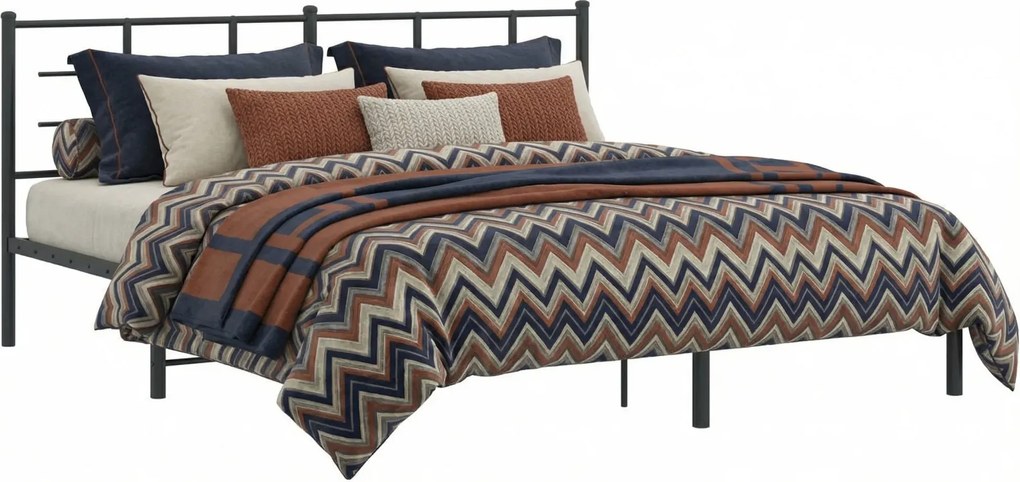 Czarne metalowe łóżko małżeńskie 180x200 cm C1-T10