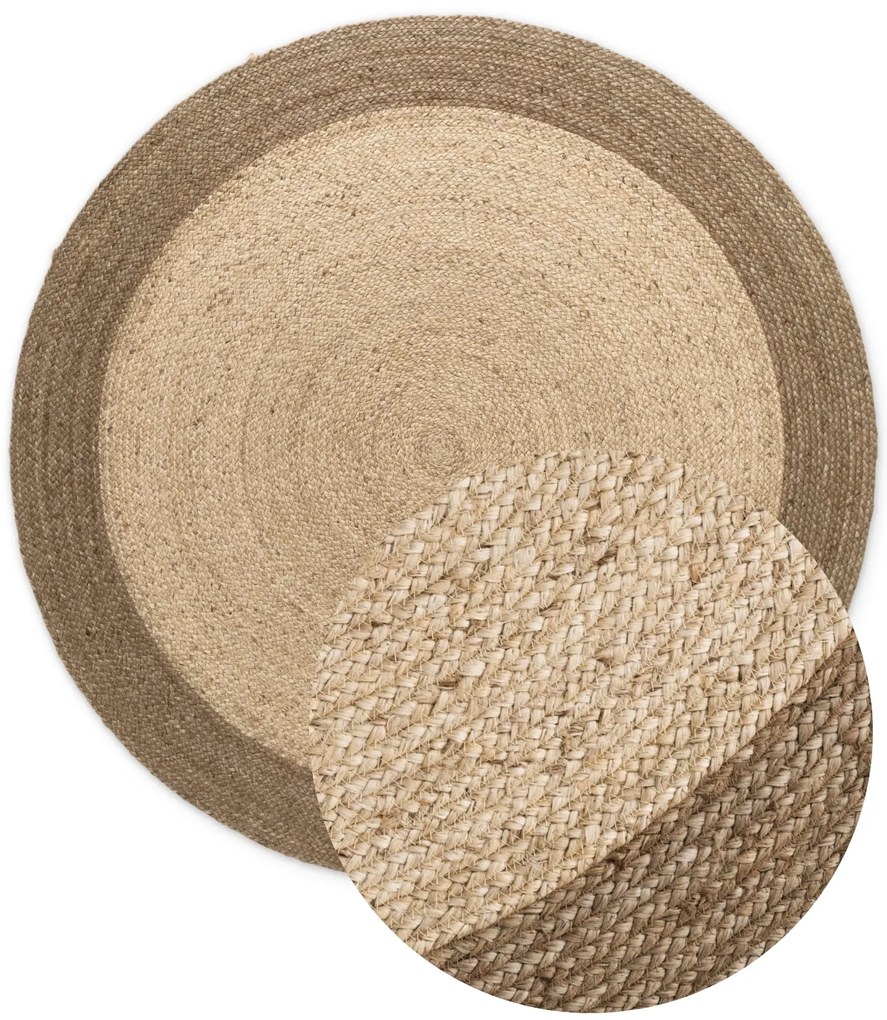 Dywan naturalny jutowy Jutta beżowy 120 cm x 120 cm koło