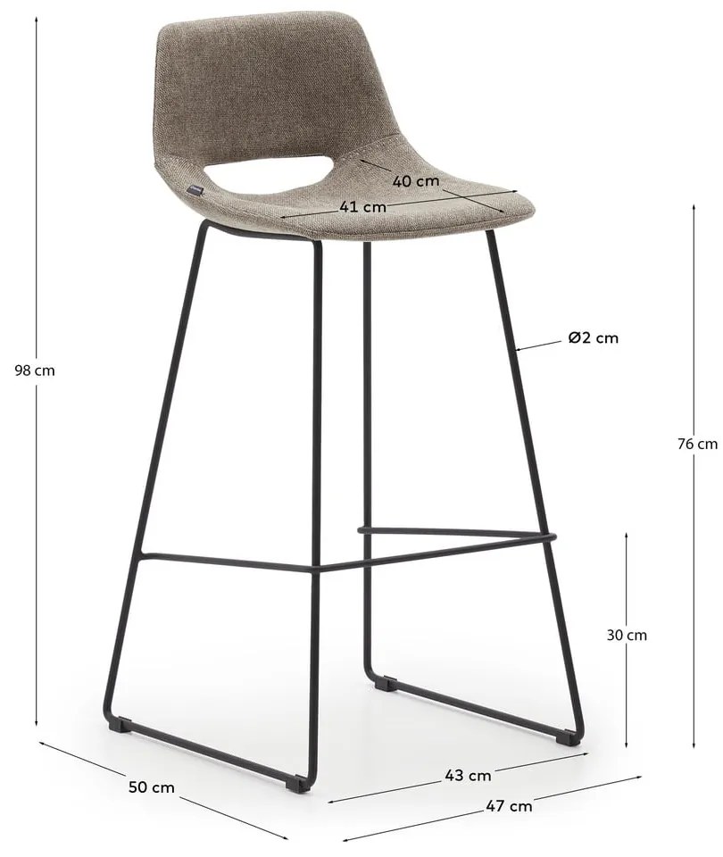 Jasnobrązowy hoker (wysokość siedziska 76 cm) Zahara – Kave Home