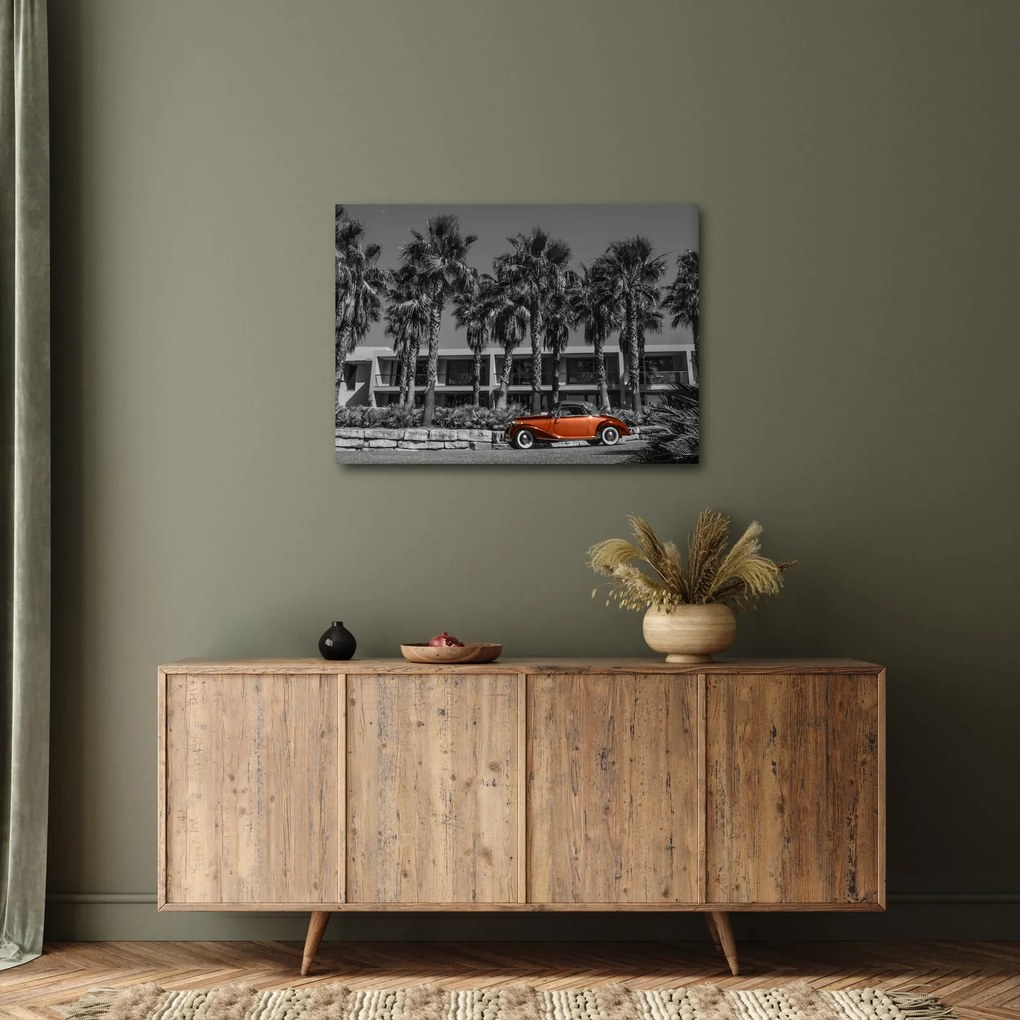 Obraz - Retro czerwony samochód (70x50 cm)