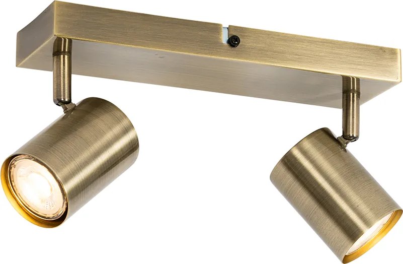 Nowoczesna lampa sufitowa brązowa 2-punktowa regulowana prostokątna - Jeana