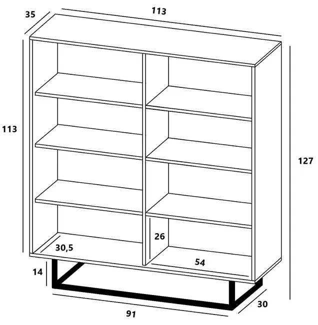 Czterodrzwiowa komoda dąb wotan + grafit W0-S59