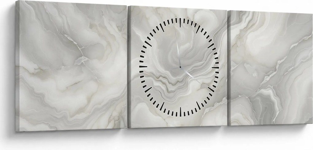 Obraz - Naturalna tekstura marmuru (z zegarem) (90x30 cm)