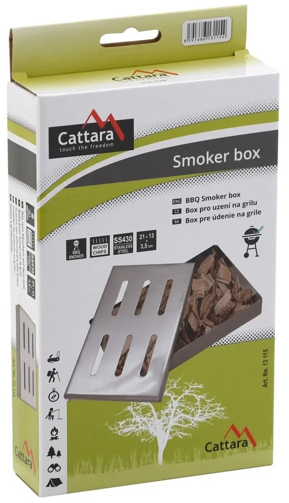 Cattara Pojemnik do wędzenia na grillu, 21 x 13 x 3,5 cm