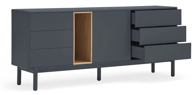 Ciemnoszara wysoka komoda 180x76 cm Corvo – Teulat
