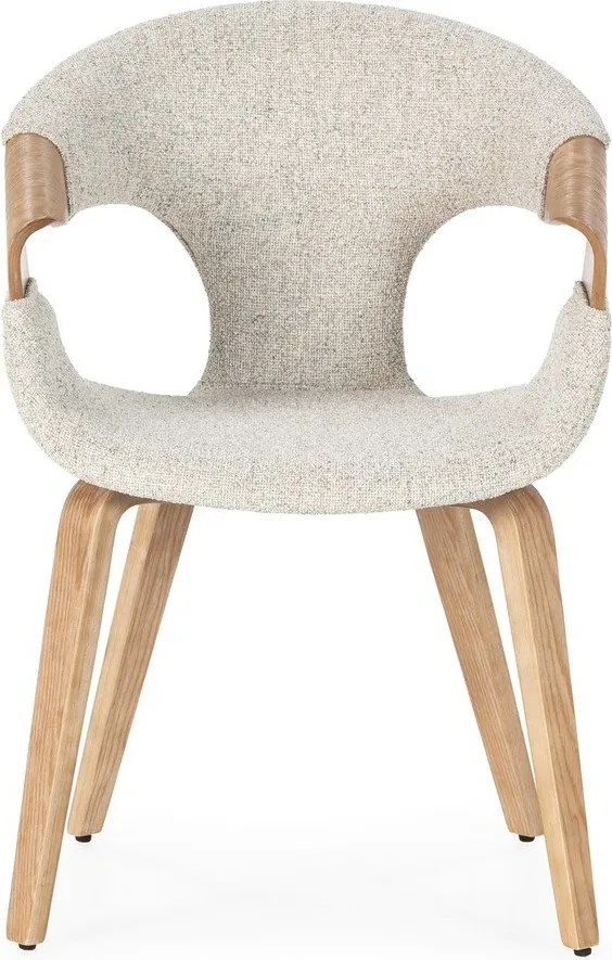 Beżowe tapicerowane fotele jadalniane zestaw z podłokietnikami 2 szt. Elif – MOME