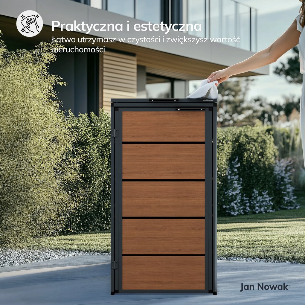 Zabudowa śmietnikowa 240L jednokomorowa, antracyt - orzech