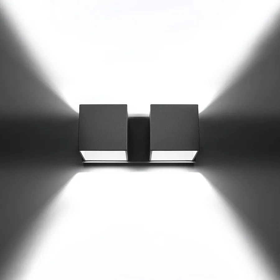 Kinkiety nowoczesny Quadx, aluminium - 2 źródło światła 3000K - L.26 x H.11 cm - szary