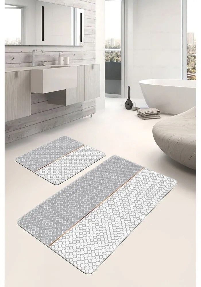 Szare dywaniki łazienkowe zestaw 2 szt. 60x100 cm – Mila Home