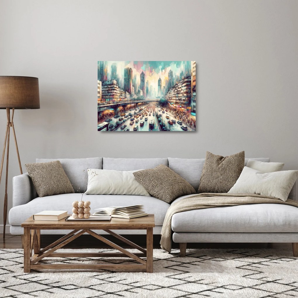 Obraz na szkle - Życie w wielkim mieście (70x50 cm)