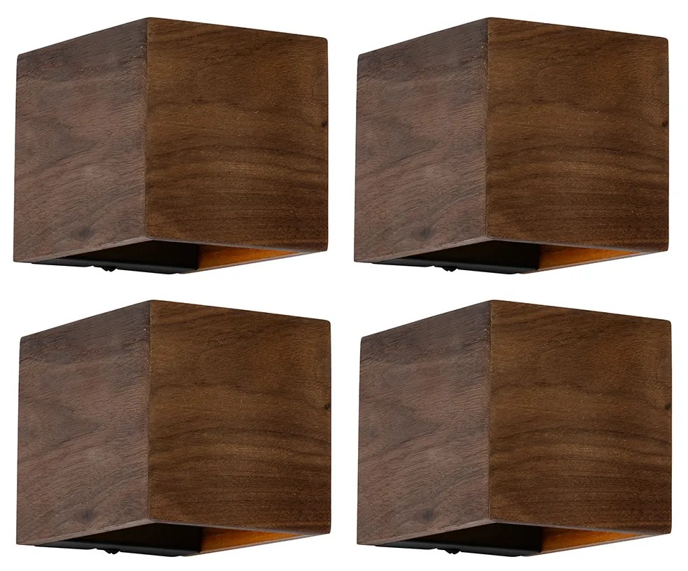 Zestaw 4 inteligentnych lamp ściennych z drewna orzechowego z WiFi G9 - Transfer