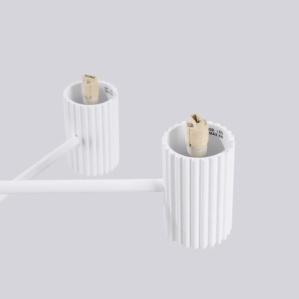 Żyrandol HALO 6 biały ryflowany SOLLUX  LIGHTING