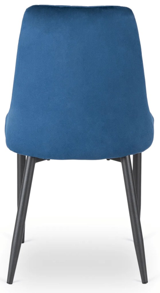 Zestaw Stół Okrągły Rozkładany HARRY 102-142 cm Dąb Artisan/Czarny i 4 Krzesła Tapicerowane BARI Granatowe Nowoczesne