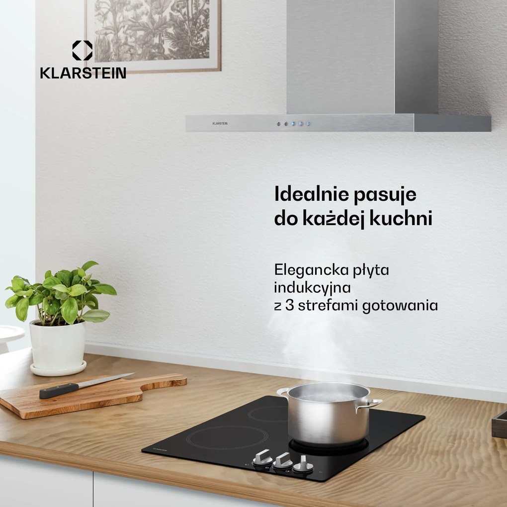 Klarstein Kochheld 45cm Płyta Indukcyjna 3 Strefy Gotowania Czarny