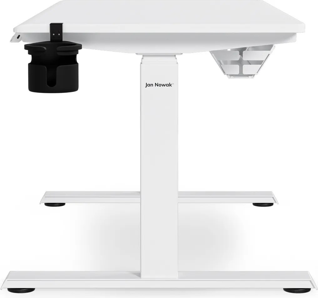 Biurko elektryczne z regulacją wysokości ergonomiczne białe,1200x600 mm: ARIA