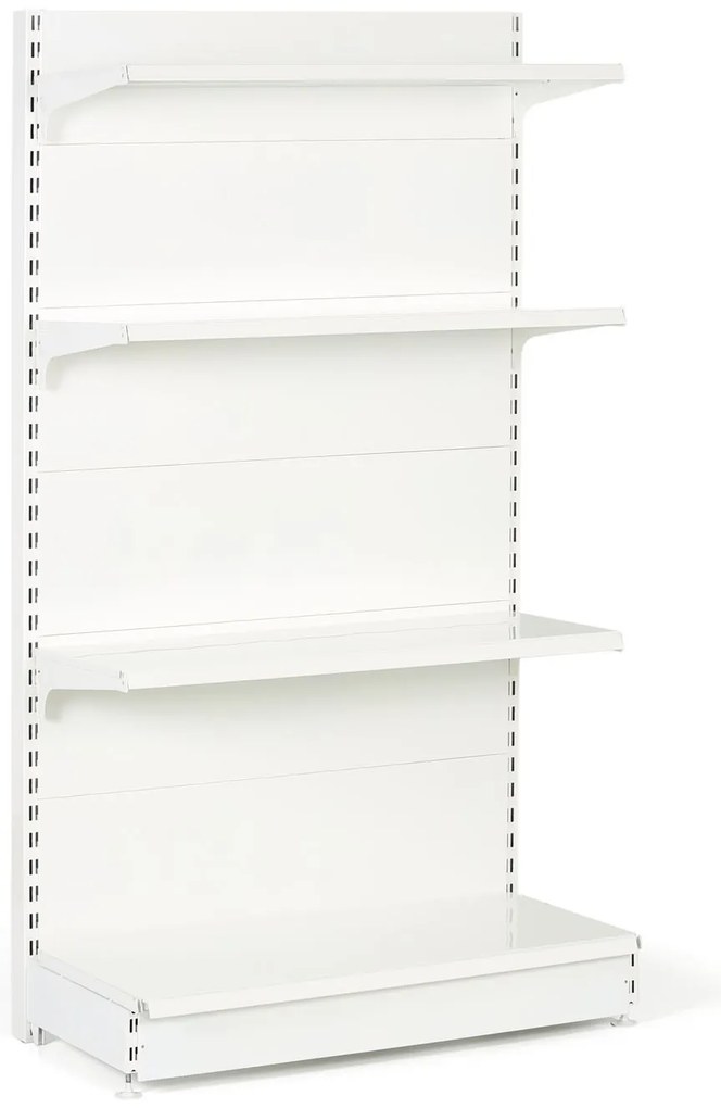 Regał sklepowy obustronny, pełne ścianki, 2200 x 1000 x 900 mm, podstawowy, biały