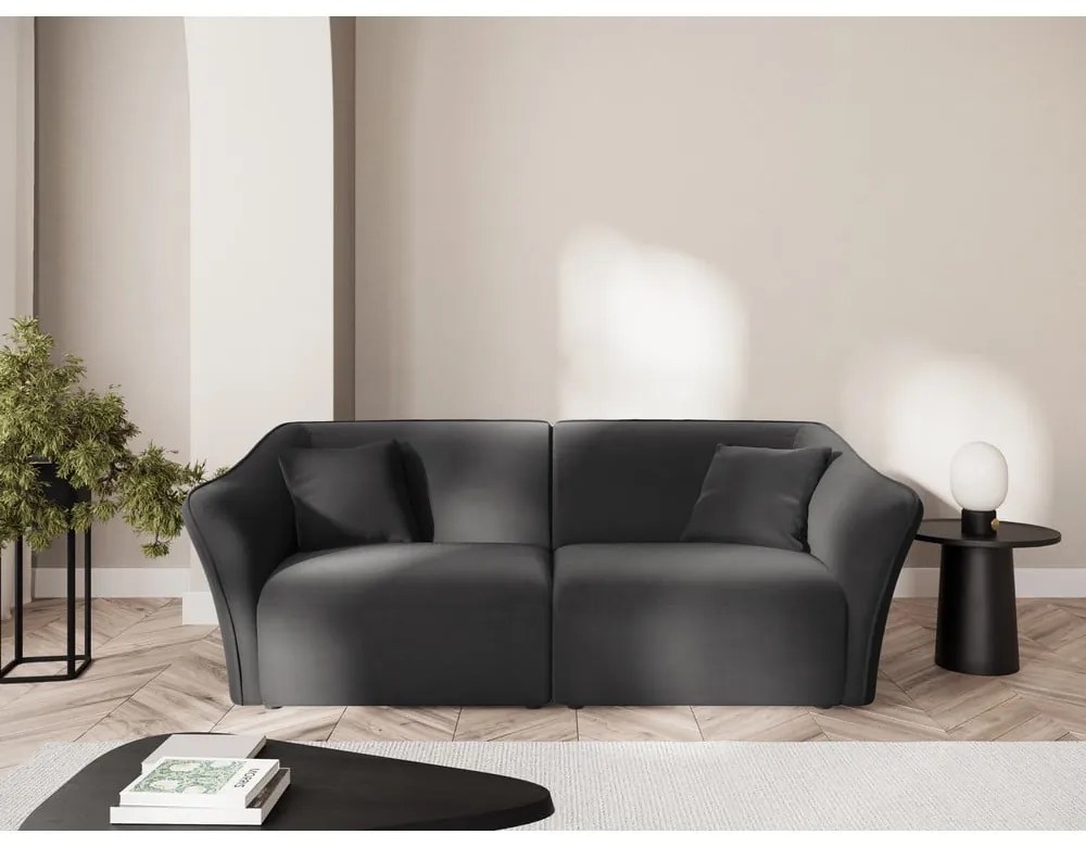 Ciemnoszara aksamitna sofa 206 cm Tokyo – Cosmopolitan Design