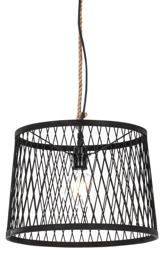 Zewnetrzna Rustykalna lampa wisząca zewnętrzna czarna rattan 40 cm - Calamus Rustykalny / Vintage Oswietlenie zewnetrzne