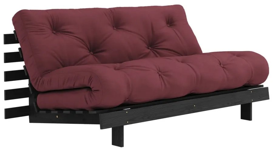 Bordowa rozkładana sofa 160 cm Roots Black Night – Karup Design