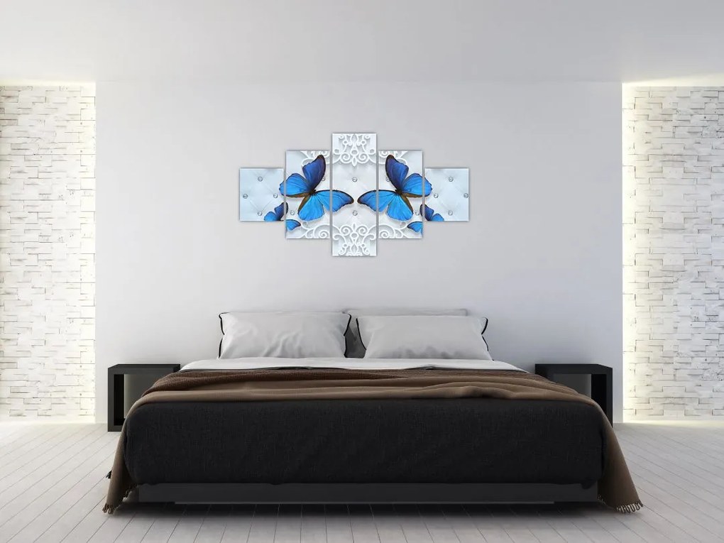 Obraz - Niebieskie motyle (125x70 cm)