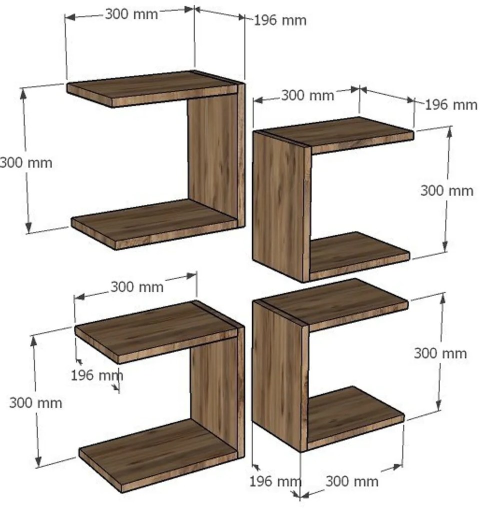 Półka Base Sapphire Oak, 4 szt.