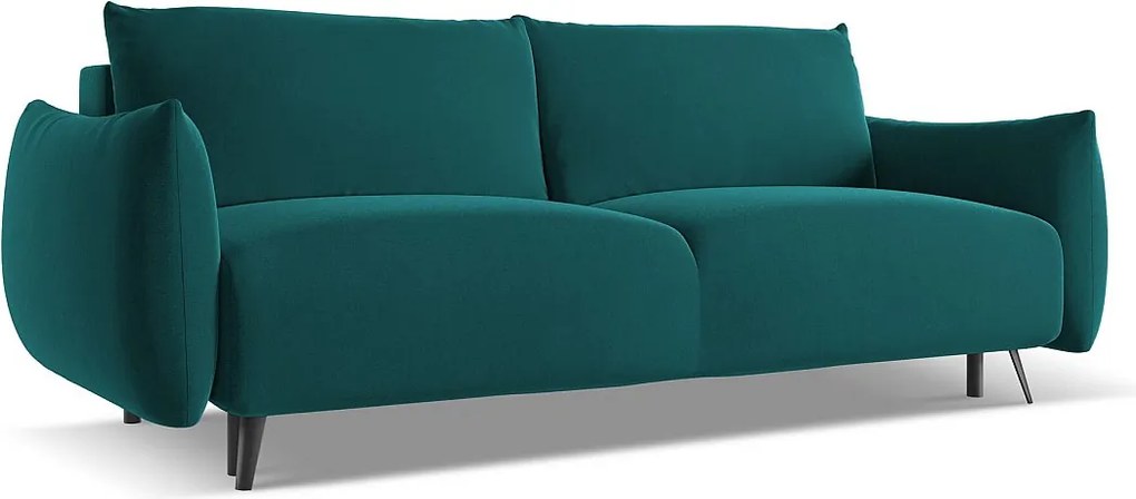 Kanapa 3-osobowa z funkcją spania - z tkaniny welwetowej - morski - MALIE