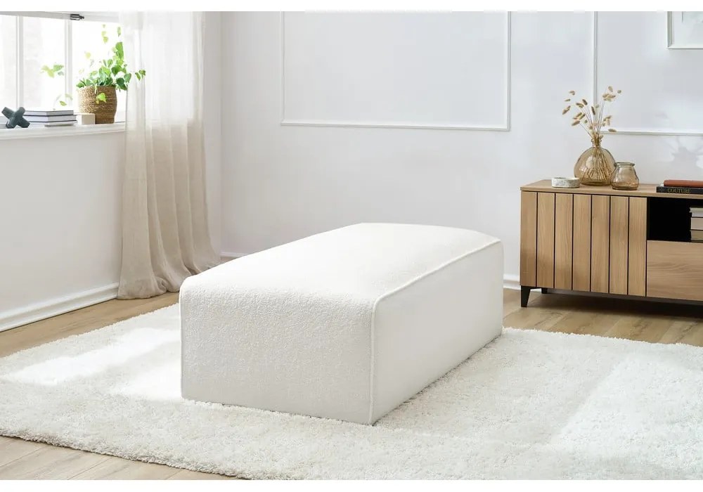 Biały podnóżek modułowy z materiału bouclé Megeve – Bobochic Paris