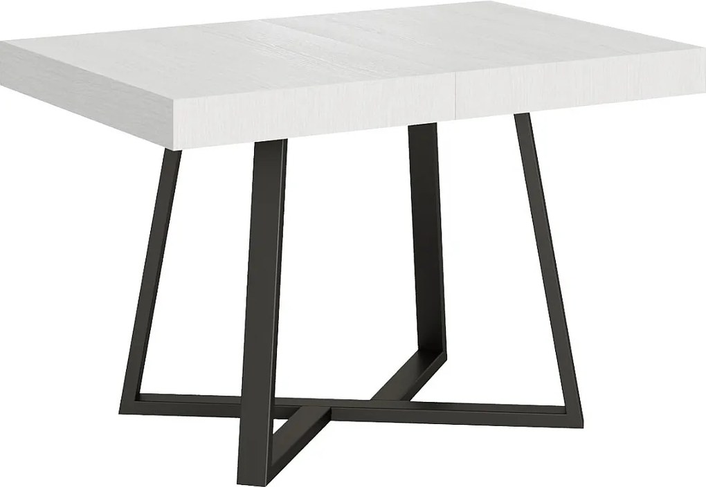 Stół rozkładany 120/204x80 cm Zeplir frassino biała nogi antracytowe